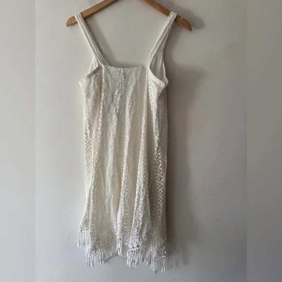 NEW!! Trixxi White Lace V Neck Midi Dress Adorable Tassel Fringe Detail - Picture 3 of 7